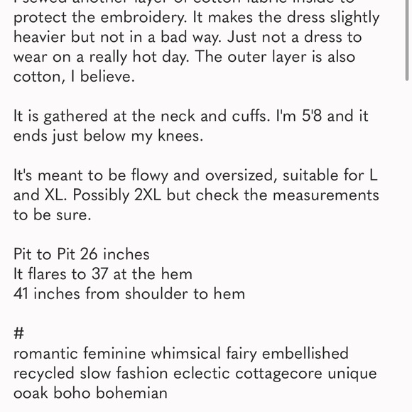 Upcycled Cross Stitched Hand Embroidered White and Gold Dress L XL - Picture 13 of 13